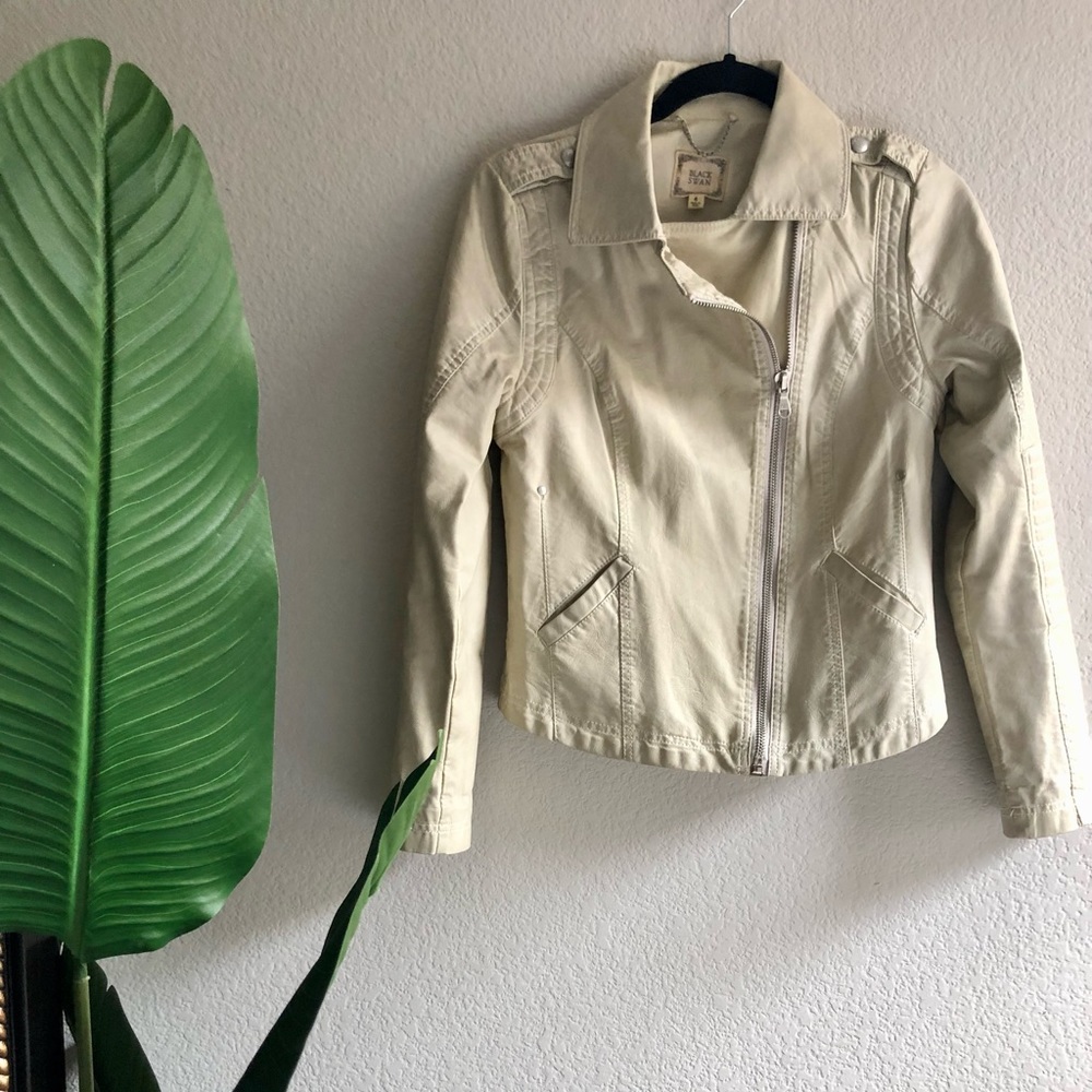 NWOT Cream Moto leather jacket